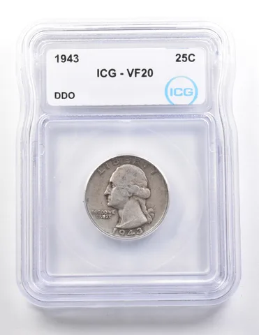 1943 Washington Quarter DDO VF20 ICG a3666