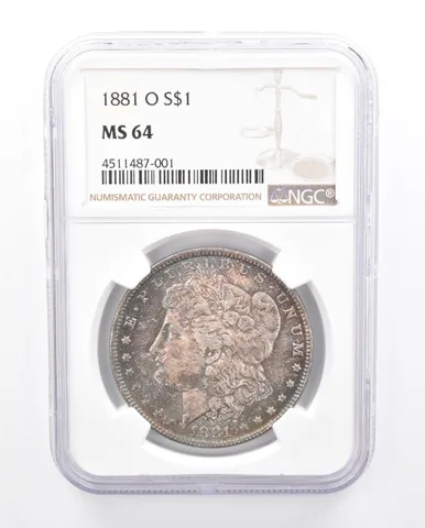 1881-O Morgan Silver Dollar MS64 NGC Rainbow Tone *5254