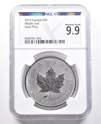 2015 Canada 5 Dollars Silver Maple Leaf Goat Privy Reverse Proof 9.9 NGC X NGCX