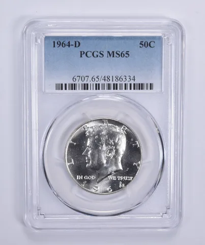 1964-D Kennedy Half Dollar Silver MS65 PCGS Blue Label