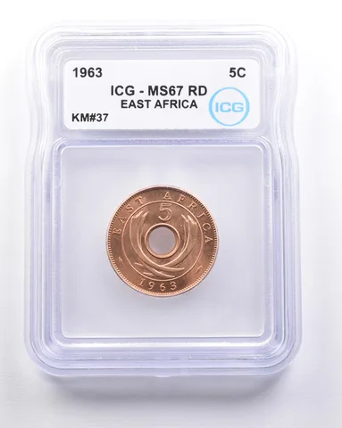 1963 East Africa 5 Cents KM#37 MS67 RD ICG *4578