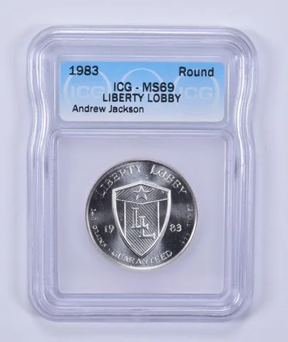 1983 Liberty Lobby Andrew Jackson Silver Art Round MS69 ICG Vintage