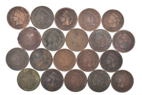 Lot 20 1800's 1890-1899 Indian Head Penny Cents US Coin Collection 2/5 Roll *499