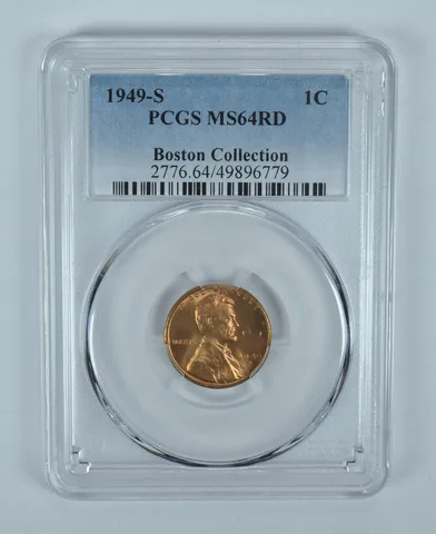 1949-S Lincoln Wheat Cent Boston Collection MS64 RD PCGS