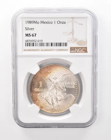 1989 Mo Mexico 1 Onza Silver Libertad MS67 NGC Beautiful Tone a0612
