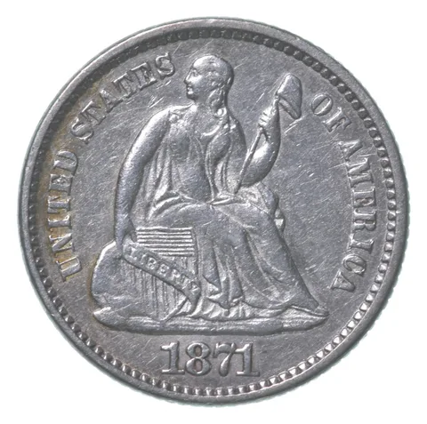 1871 Seated Liberty Half Dime *8597