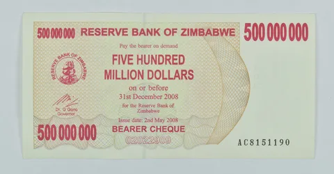 2008 Zimbabwe 500 Million Dollars Bearer Cheque