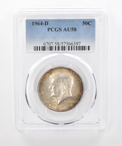 1964-D Kennedy Half Dollar AU58 PCGS Beautiful Tone *1360