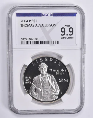 2004-P Thomas Edison Commemorative Dollar Proof 9.9 UCAM NGC X NGCX