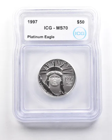 1997 $50 American Platinum Eagle 1/2 Oz Platinum MS70 ICG