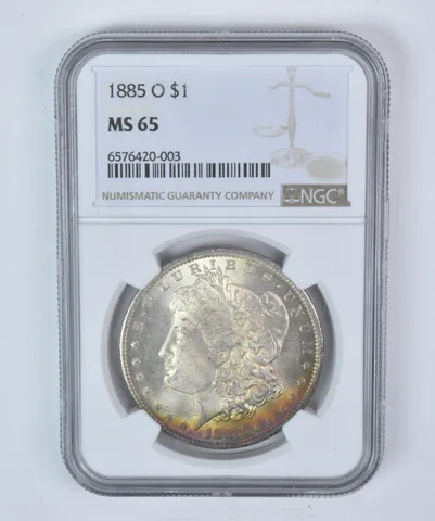 1885-O Morgan Silver Dollar MS65 NGC Peripheral Tone a5897