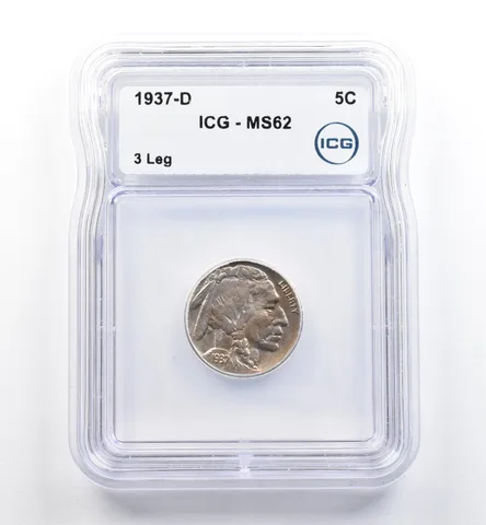 1937-D Indian Head Buffalo Nickel 3 Leg MS62 ICG *9966