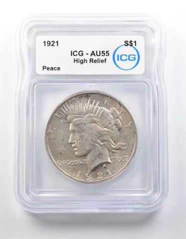 1921 Peace Silver Dollar High Relief AU55 ICG *8681