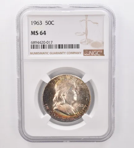 1963 Franklin Half Dollar MS64 NGC Beautiful Tone *9903