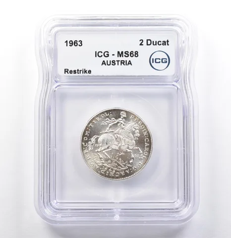 1963 Austria 2 Ducat Restrike MS68 ICG *9942