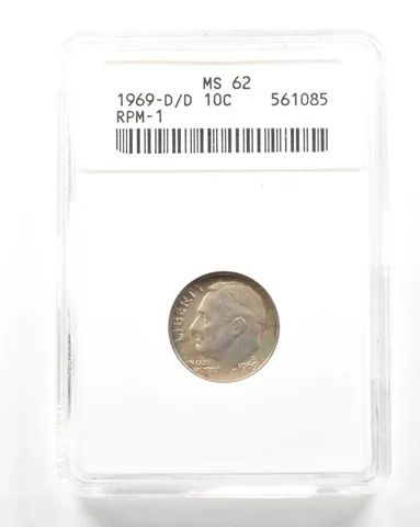 1969-D/D Roosevelt Dime RPM-1 MS62 ANACS *2031