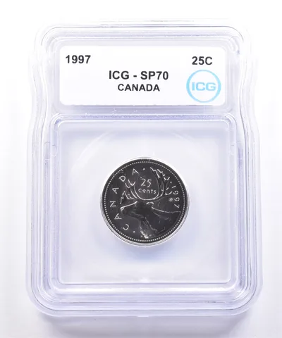 1997 Canada 25 Cents Caribou SP70 ICG