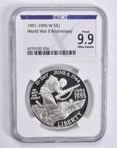 1991-95-W World War 2 Commemorative Dollar Proof 9.9 UCAM NGC X NGCX