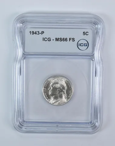 1943-P Jefferson Nickel MS66 FS ICG WTN War Silver