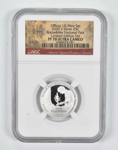 2020-S PF70 Silver Quarter Rockefeller National Park NGC Special Lbl