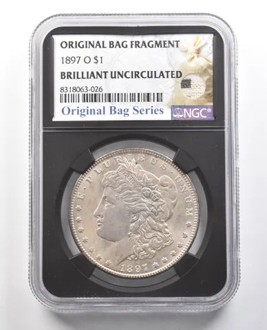 1897-O Morgan Silver Dollar Original Bag Fragment BU NGC *4368