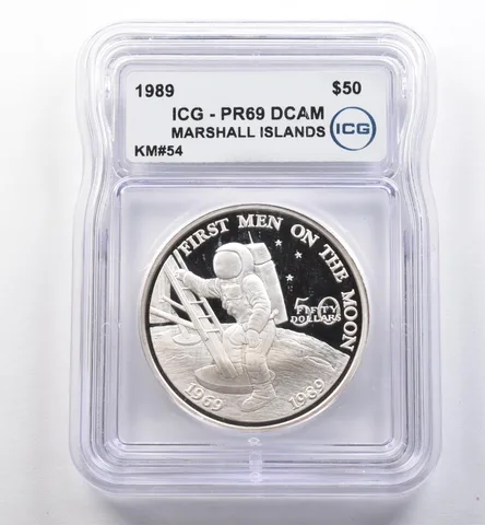1989 Marshall Islands 50 Dollars First Men On Moon KM#54 PR69 DCAM ICG *2232