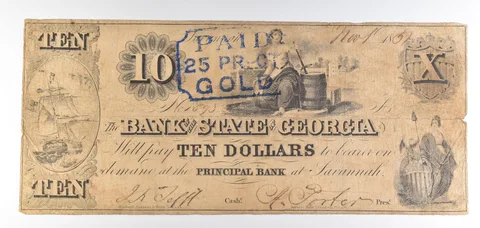 1857 $10 Savannah GA Bank Of The State Obsolete Note *8811