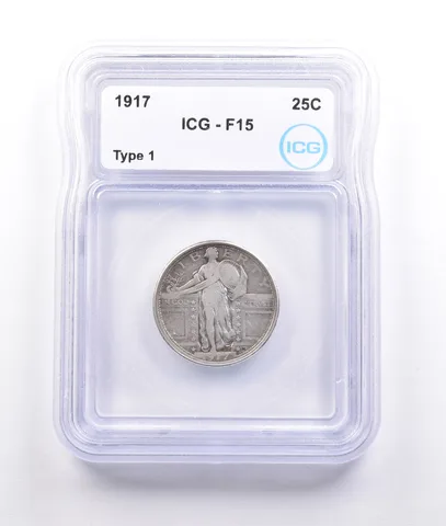1917 Standing Liberty Quarter Type 1 F15 ICG *6950