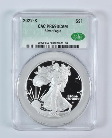 2022-S American Silver Eagle PR69 DCAM CAC CACg