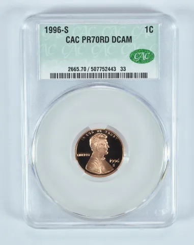 1996-S Lincoln Memorial Cent PR70 RD DCAM CAC CACg