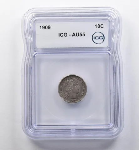 1909 Barber Dime AU55 ICG a2309