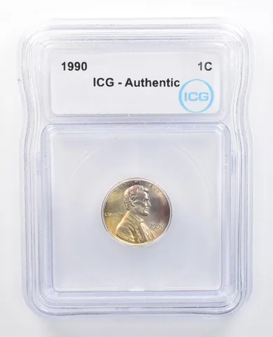 1990 Lincoln Memorial Cent Authentic ICG Pale Green Tone *7604