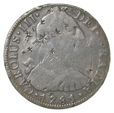 1781 Spain 8 Reales Chinese Trade Counterstamped a6402