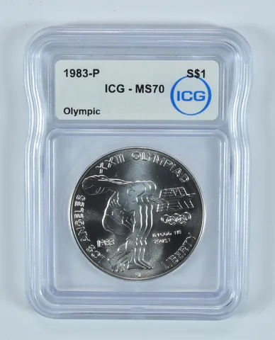 1983-P Olympic Discus Commemorative Silver Dollar MS70 ICG