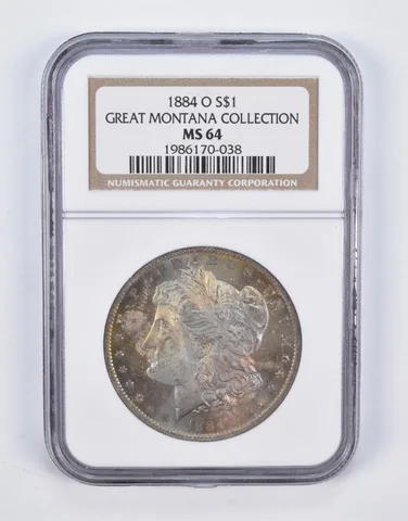 MS64 1884-O Morgan Silver Dollar Great Montana Collection NGC INSANE Color a2165