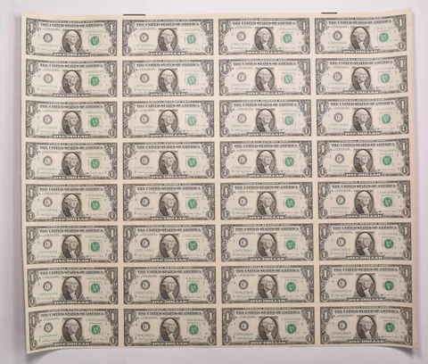 Lot (32) 1988 A $1 Philadelphia PA FRN Green Seal Uncut Sheet *8158
