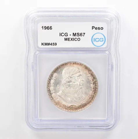1966 Mo Mexico Peso KM#459 MS67 ICG Beautiful Tone *5360