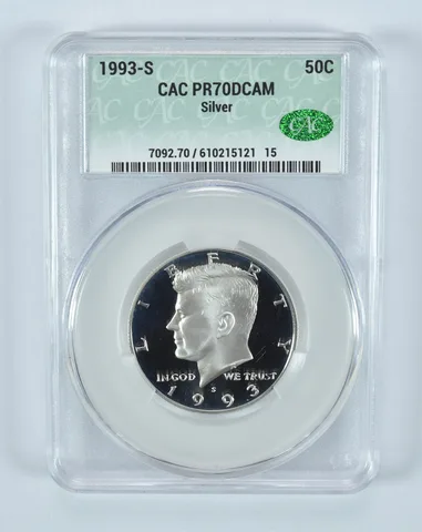 1993-S Kennedy Half Dollar Silver PR70 DCAM CAC CACg