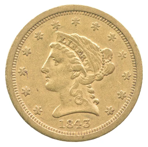 1843-O $2.50 Liberty Head Gold Quarter Eagle a2218