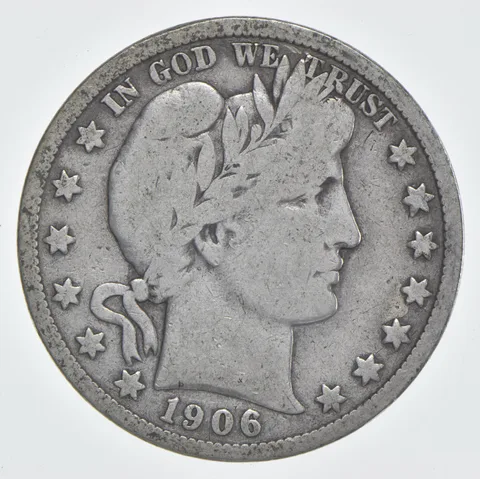 1906-D Barber Half Dollar 90% Silver VG Condition