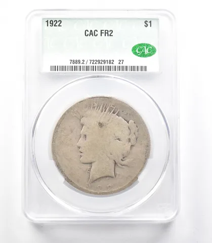 1922 Peace Silver Dollar FR2 CAC Lowball a3323