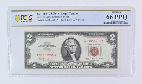 $2 1963 US Legal Tender Fr#1513 Gem Unc 66 PPQ PCGS