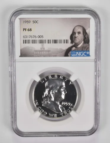 1959 Franklin Half Dollar PF68 NGC - White Coin Spot Free PR