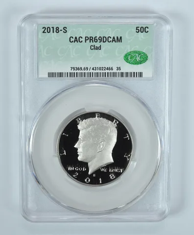 2018-S Kennedy Half Dollar CLAD PR69 DCAM CAC CACg