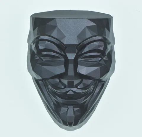 2 Oz Silver V For Vendetta Guy Fawkes Mask - Black Finish