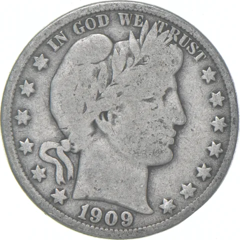 1909-O Barber Half Dollar Average Circ 90% Silver
