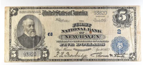 1902 $5 National Currency Note New Haven CT Ch#2 Large Note *5636