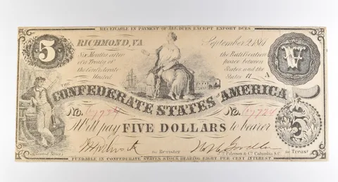 1861 $5 Richmond VA Confederate States Of America Obsolete Note *3875