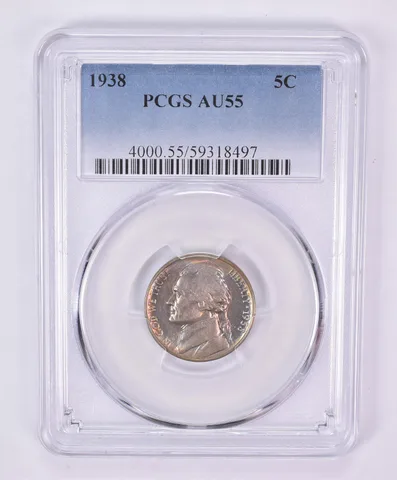 1938 Jefferson Nickel AU55 PCGS Beautiful Tone *1160