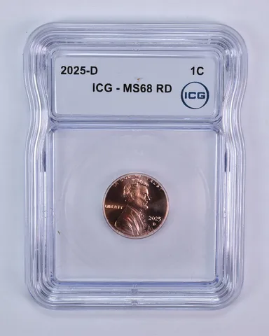 2025-D Lincoln Shield Cent MS68 RD ICG
